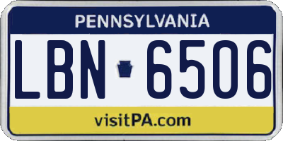 PA license plate LBN6506