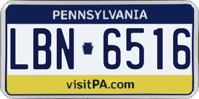 PA license plate LBN6516