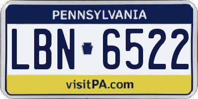 PA license plate LBN6522