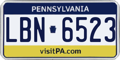 PA license plate LBN6523