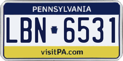 PA license plate LBN6531