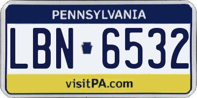 PA license plate LBN6532