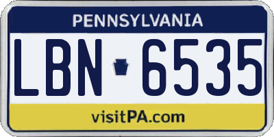PA license plate LBN6535