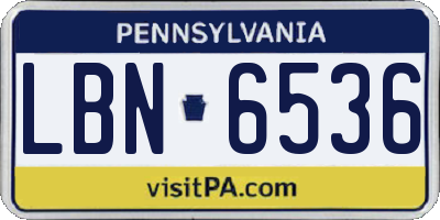 PA license plate LBN6536