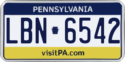 PA license plate LBN6542