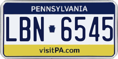 PA license plate LBN6545