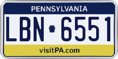 PA license plate LBN6551