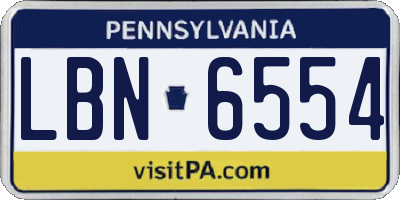 PA license plate LBN6554