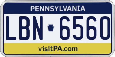 PA license plate LBN6560