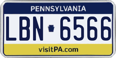 PA license plate LBN6566