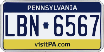 PA license plate LBN6567