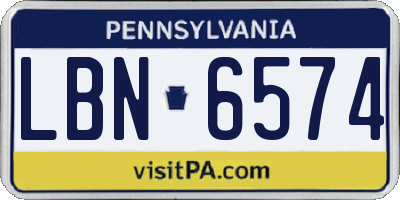 PA license plate LBN6574