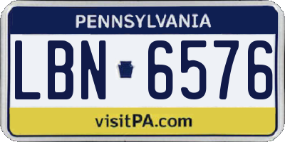 PA license plate LBN6576