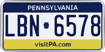 PA license plate LBN6578