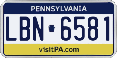 PA license plate LBN6581