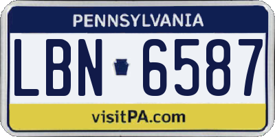 PA license plate LBN6587