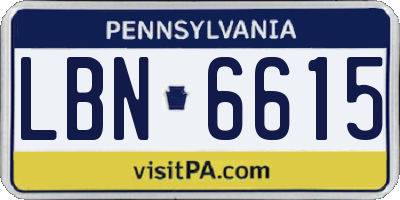 PA license plate LBN6615