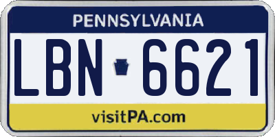 PA license plate LBN6621