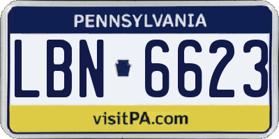 PA license plate LBN6623