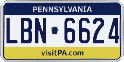 PA license plate LBN6624