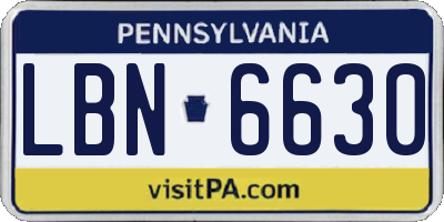 PA license plate LBN6630