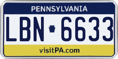 PA license plate LBN6633
