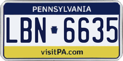 PA license plate LBN6635