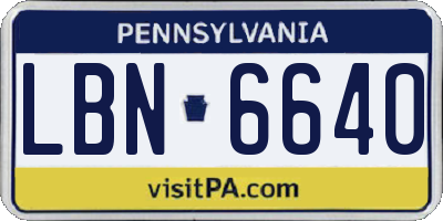 PA license plate LBN6640