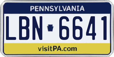 PA license plate LBN6641