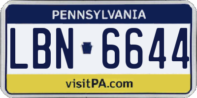 PA license plate LBN6644