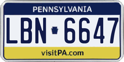 PA license plate LBN6647