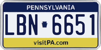 PA license plate LBN6651