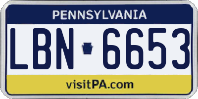 PA license plate LBN6653