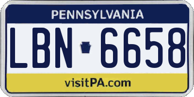 PA license plate LBN6658