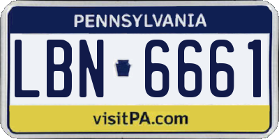 PA license plate LBN6661