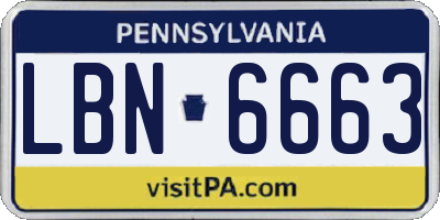 PA license plate LBN6663