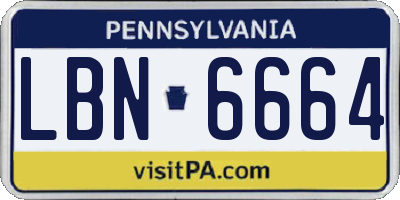 PA license plate LBN6664