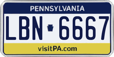 PA license plate LBN6667