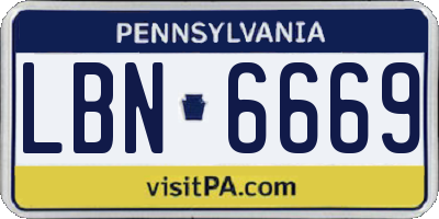 PA license plate LBN6669