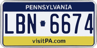 PA license plate LBN6674