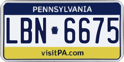 PA license plate LBN6675