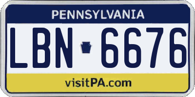 PA license plate LBN6676