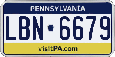 PA license plate LBN6679
