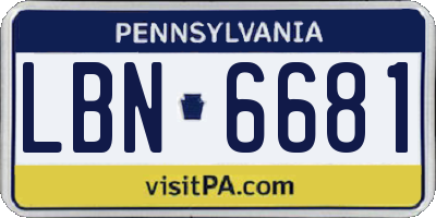 PA license plate LBN6681
