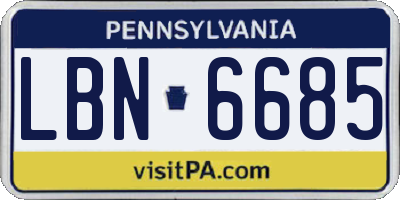 PA license plate LBN6685