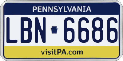 PA license plate LBN6686