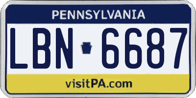 PA license plate LBN6687