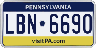 PA license plate LBN6690