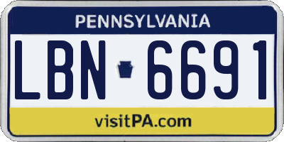 PA license plate LBN6691