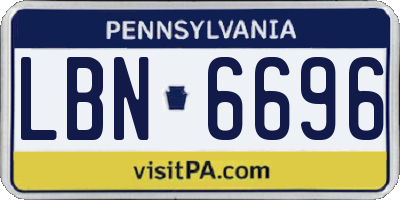 PA license plate LBN6696